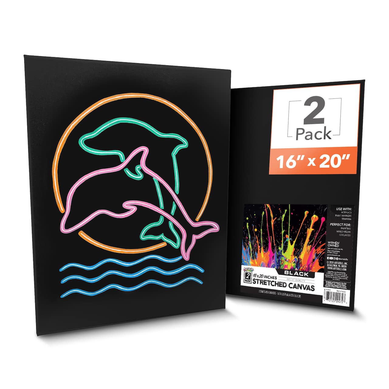 ArtSkills® 2 Pack Black Stretched Canvases